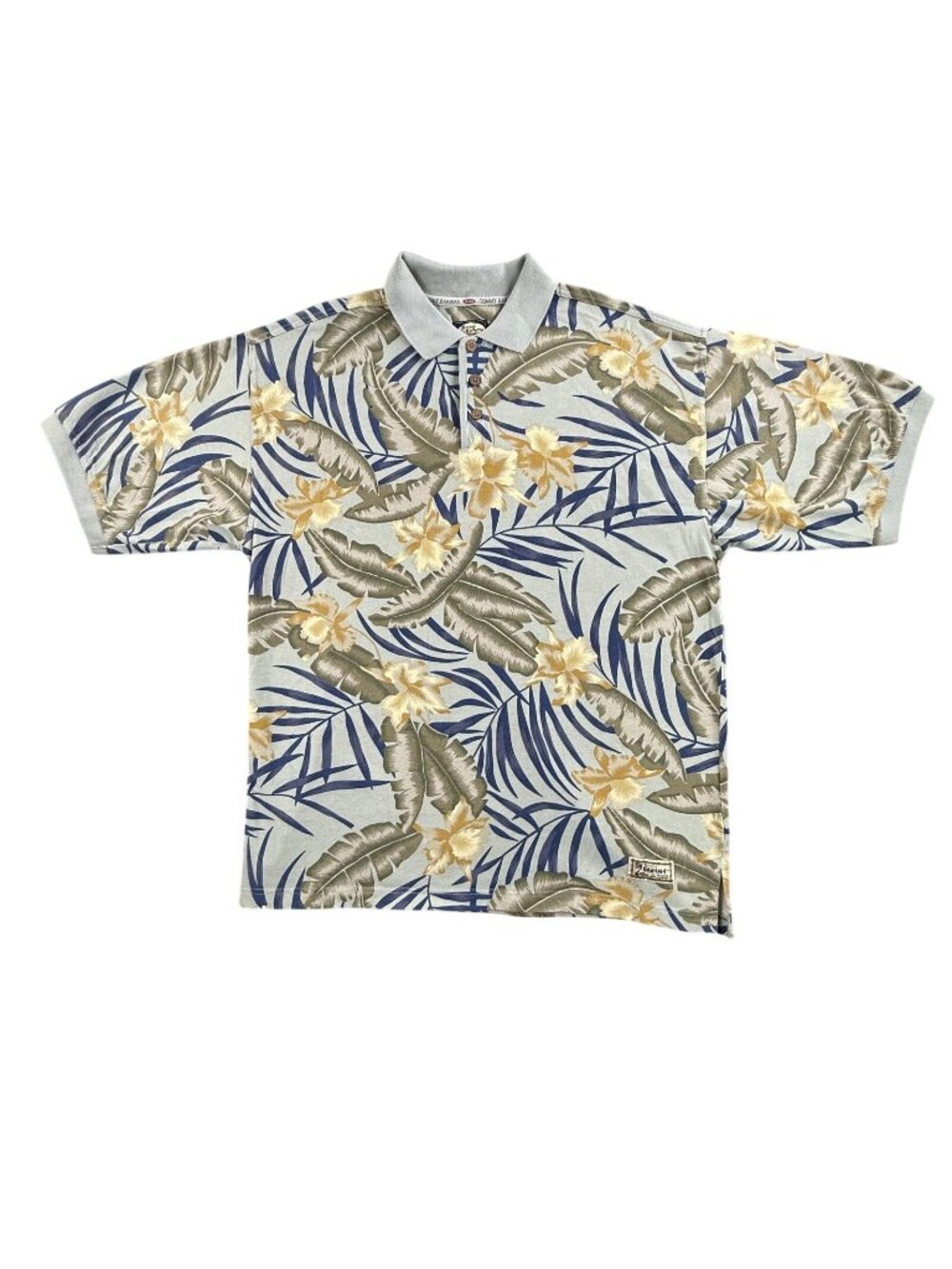 Tommy Bahama Relax Polo Shirt Mens Large Green Floral Tropical Hawaiian Cotton